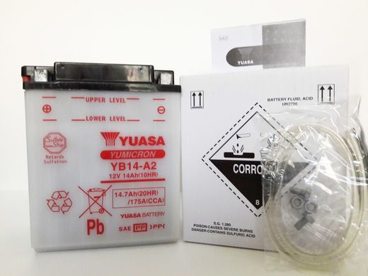 YUASA YB14-A2 Мото аккумулятор 14 А/ч, 190 А, (-/+), 134x89x166 мм
