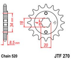 JT JTF270.14 - Звезда передняя HONDA CA 125 '95-01', CB/CBX/CM/CMX 250 '83-16'