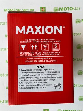 Акумулятор для мототехніки гелевий MAXION MXBM-YB30L-BS (GEL) YTX30L-BS, 12V, 30Ah,166x126x176 мм, -/+