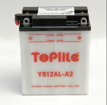 Мотоакумулятор TOPLITE YB12AL-A 12V, 12Ah, д. 135, ш. 81, в.161, обсяг 0,8, вага 4,1 кг, без електроліту