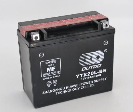 Outdo UTX20L-BS Акумулятор 12V 18А кислотний, 175x87x155 мм, + електроліт