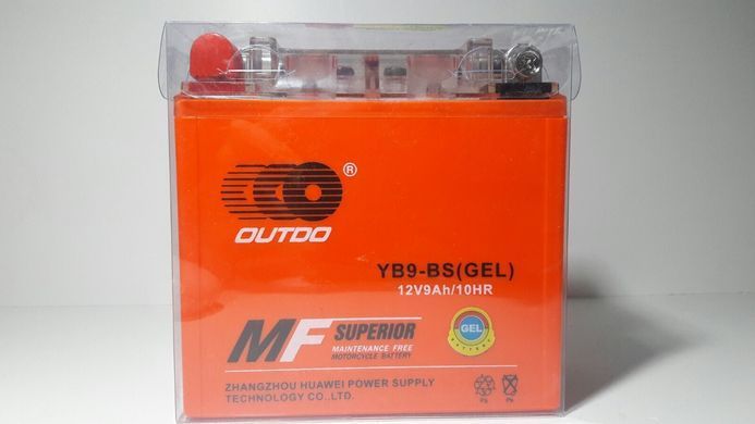 Акумулятор Outdo YB9-BS 12V 9 Ah.137x76x134 мм LIFAN KPT 200