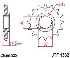 JT JTF1332.15RB  - Зірка передня HONDA CB, CB-1, GB, NTV, RVF, VFR, VT, XRV; TRIUMPH AMERICA, SPEEDMASTER 400-1000 1988-2020