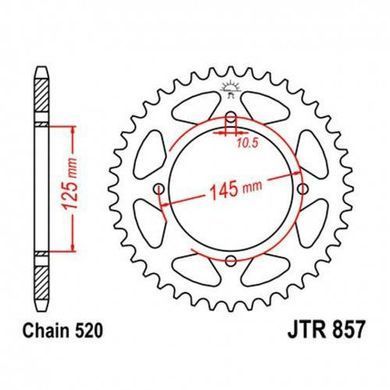 JT JTR857.45 - Звезда задняя MZ/MUZ BAGHIRA, MASTIFF; YAMAHA XT, XTZ, XV 125-660 1982-2020
