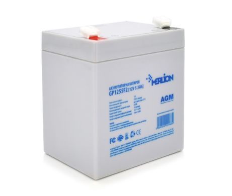Аккумуляторная батарея MERLION AGM GP1255F2, 12V 5,5Ah (90х70х100 (105)), 1.5 кг Q10/480