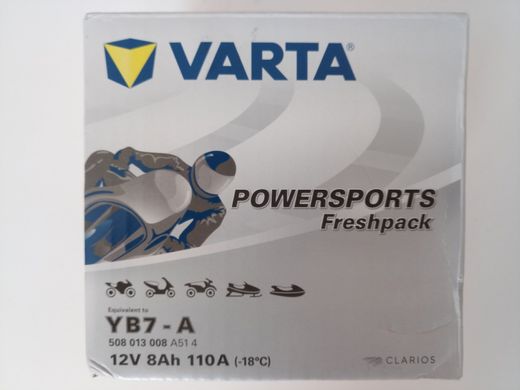 VARTA YB7-A, 508013008A514, Аккумулятор 8 А/ч, 110 А, (+/-), 12V 137х76х134 мм