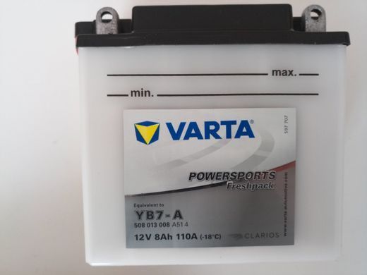 VARTA YB7-A, 508013008A514, Аккумулятор 8 А/ч, 110 А, (+/-), 12V 137х76х134 мм
