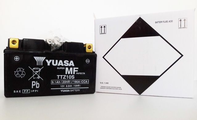 YUASA TTZ10S Мото аккумулятор 8,6 А/ч, 190 А (+/-), 150х87х93 мм