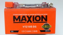 YTZ10S MAXION (DS-iGEL), гелевый аккумулятор с вольтметром 12V, 8,6Ah, 150x87x94 мм