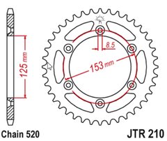 JT JTR210.42 - Зірка задня BETAMOTOR RR; HONDA CR, CRF, CRM, XR 125-650 1983-2021