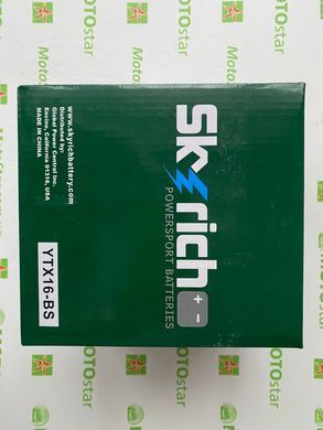Акумулятор Skyrich YTX16-BS 12V, 14Ah, 200 А, (+/-), 150x87x161 мм, вага 3,6кг