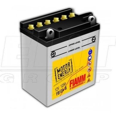 Мотоакумулятор FIAMM FB12A-B 12V, 12Ah, д. 135, ш. 81, в.161, обсяг 0,8, вага 4,1 кг, CCA (-18C): 130, електроліт в к-ті