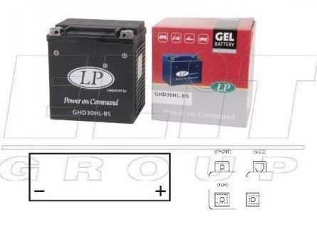 Мотоакумулятор LP GEL MG GHD30H-3 12V, 30Ah, д. 166, ш. 130, ст. 175, вага 9,3 кг - гелевий обсяг, розроблений для Harley Davidson