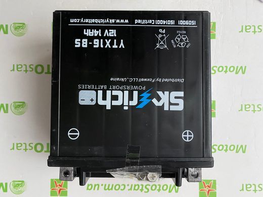 Акумулятор Skyrich YTX16-BS 12V, 14Ah, 200 А, (+/-), 150x87x161 мм, вага 3,6кг