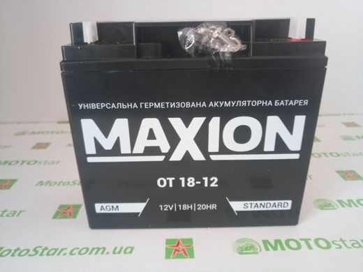 Універсальний аккумулятор MAXION AGM MXBP-OT 18-12, 12V 18Ah B1 під болт М5 з гайкою (181х77х167 ), вага 4,23 кг