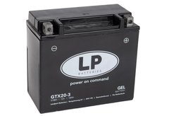 Мотоакумулятор LP GEL MG GTX20-3 12V, 20Ah, д. 175, ш. 85, в.155, вага 6,6 кг, залитий
