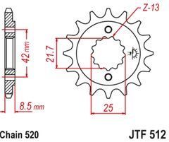 JTF512,14 Звезда передняя LC178MN Loncin LX300GS, VOGE 300R, VOGE 300AC, VOGE 300DS, VOGE 300GY, 520H-14T