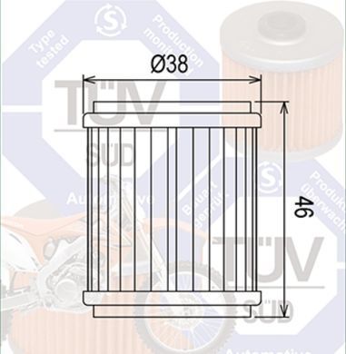 KN-140 Масляний фільтр FANTIC CABALLERO; GAS GAS EC; HUSQVARNA SMR, SMS4-TE, TE; YAMAHA WR, XT, YBR, YFM, YFZ 125/250/450 2005-2015 (HF140)