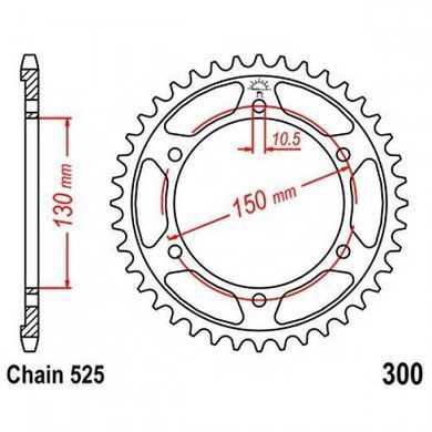JT JTR300.42 - Звезда задняя HONDA XL, XRV; YAMAHA FZ8, TDM, TRX 400-900 1987-2016