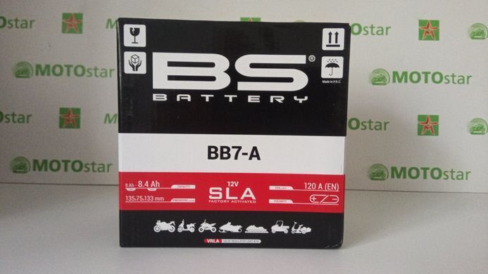 Аккумулятор BS BATTERY BB7-A 12V, 8Ah, 120 А, (+/-), 135X75X133 мм, (12N7-4B, 12N7-4B)