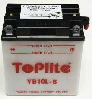 Мотоакумулятор TOPLITE YB10L-B 12V,11Ah,д. 136, ш. 91, в.146, объем 0,7, вес 4,4 кг,без электролита