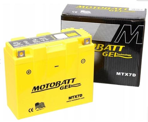 Гелевий акумулятор Motobatt MTX7D GEL, 7Аh, 110 A, (+/-), 149x60x129 мм, вага 2,44кг