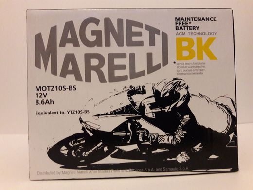 MOTZ10S-BS (YTZ10-BS) Magneti Marelli Аккумулятор 8,6 Ah, 190A, 12V, (+/-), 150x87x93 мм