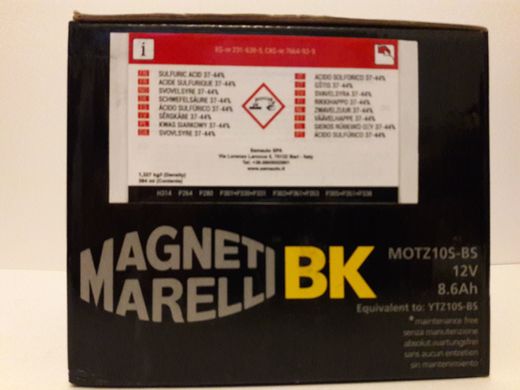 MOTZ10S-BS (YTZ10-BS) Magneti Marelli Аккумулятор 8,6 Ah, 190A, 12V, (+/-), 150x87x93 мм