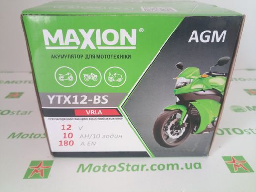Акумулятор YT12-BS MAXION 12V, 10Ah, 125А, 150x70x130 мм +/-
