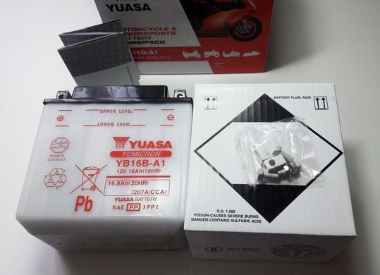 YUASA YB16B-A1 Мото аккумулятор 16 А/ч, 207 А, (+/-), 160x90x161 мм