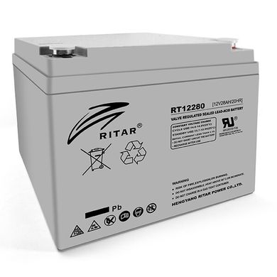 Акумуляторна батарея AGM RITAR RT12280, Gray Case, 12V 28Ah (166 х178 х125) Q1