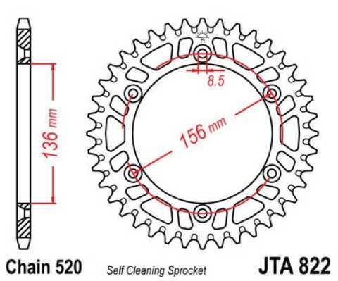 Купить JT JTA822.52 - Звезда задняя легкосплавная - описание