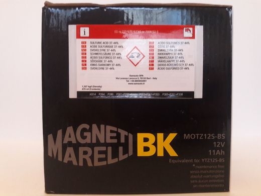 MOTZ12S-BS - MAGNETI MARELLI 11AH / 210A 12V L + стартерний акумуляторна батарея