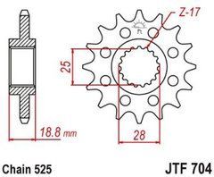 JT JTF704.17RB = JT JTF704.17 - Зірка передня&nbsp;APRILIA RST/RSV/SL 1000 BMW F 650/700/800 GS (207817JTRB) (цеп&nbsp;525)