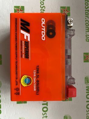 OUTDO OT-12N6.5L-BS Gel 12V, 6,5 Аh, 137х65х100 мм (YTX6.5L-BS, MG6.5L)