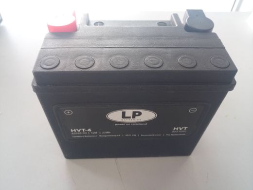 Мотоакумулятор LP HVT HVT-4 Акумулятор для двигунів V-TWIN, HARLEY ACCU 12V, 22Ah, CCA325, дл.: 173, ш.: 98, ст.: 154-запечатаний, установка в НЕ вір