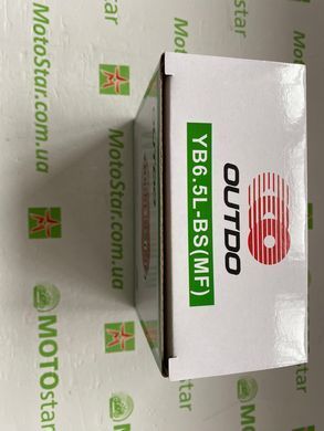 Акумулятор OUTDO YB6.5L-BS (MF) 12V, 6.5 Аh, 137х65х100 мм (YTX6.5L-BS, MG6.5L)