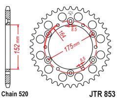 JTR853,50 Задня зірочка KREIDELER 170; YAMAHA DT, IT, SR, TT, TT-R, WR, XT, YFM, YFS, YFZ, YTZ, YZ 100-660 1982-2007