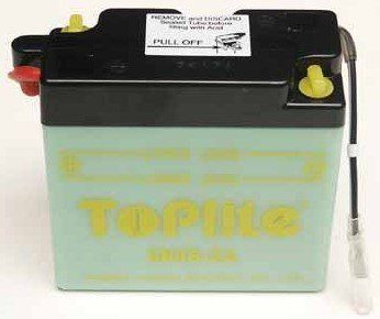 Мотоакумулятор TOPLITE 6N4B-2A 6V,4Ah,д. 102, ш. 48, в.96, объем 0,2, вес 1 кг,без электролита