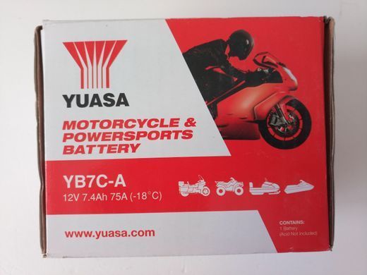 YUASA YB7C-A Мото аккумулятор 7 А/ч, 75 А, 130x90x114 мм