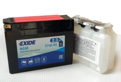 EXIDE ET4B-BS / YT4B-BS Мото аккумулятор 2,3 А/ч, 30 А, (-/+), 113х38х85 мм