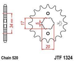JT JTF1324.14 - Зірка передня (Loncin LX250GS-2A GP250 LX250GY-3 520x14T, Voge, Geon, Tekken)