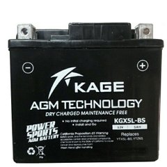 KAGE KGX5L-BS (YTX5L-BS) Мото аккумулятор 5 Ah, 70 А, (-/+) 12 v 114x71x107 мм,