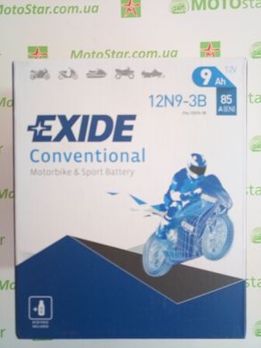 EXIDE 12N9-3B Аккумулятор 9 А/ч, 85 А, (-/+), 135х75х139 мм
