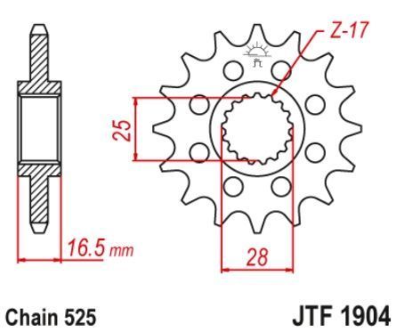 JTF1904,17RB Передня зірочка KTM ADVENTURE, DUKE, RC8, SM, SMR, SUPER ADVENTURE, SUPER DUKE 950-1290 2003-2020