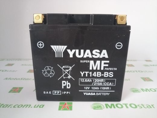 YUASA YT14B-BS Мото аккумулятор 12 А/ч, 210 А, (+/-), 150х70х145 мм