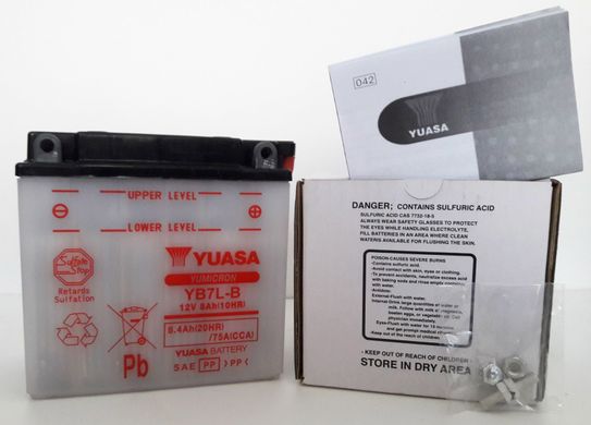 YUASA YB7L-B Акумулятор 8 А/ч, 124 А, (-/+), 135x75x133 мм