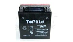 Мото аккумулятор TOPLITE YTX20CH-BS 17.8 А/ч, 270 А, (+/-), 150х87х161 мм, электролит в кол-те, вес 6 кг