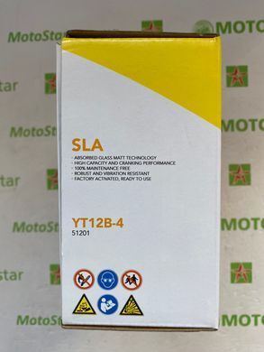 Мотоакумулятор LP SLA MB YT12B-4 SLA-технологія, монтаж в будь-якому положенні -12V, 10Ah, д 150, ш 69, в 130, вага 3,5 кг