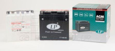 Мотоакумулятор LP AGM MB YT14B-BS 12V, 12Ah, д. 152, ш. 70, в.145, електроліт в к-ті, вага 4,5 кг